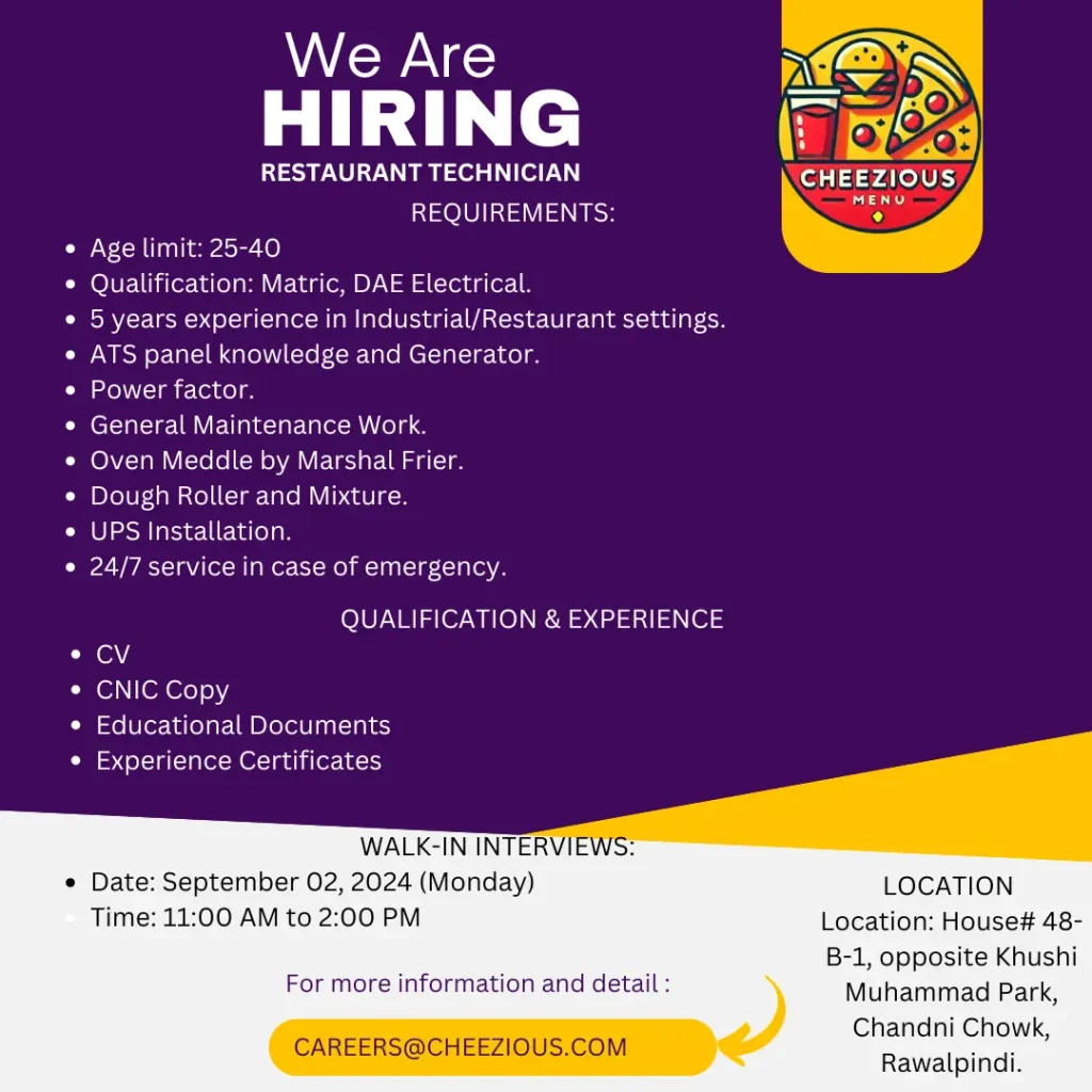 Cheezious Rawalpindi Jobs