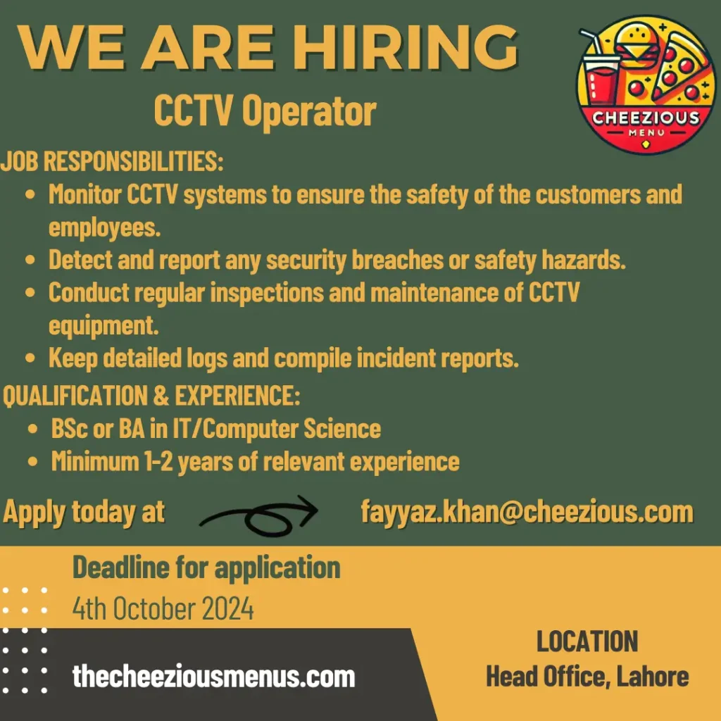 Cheezious Lahore Jobs