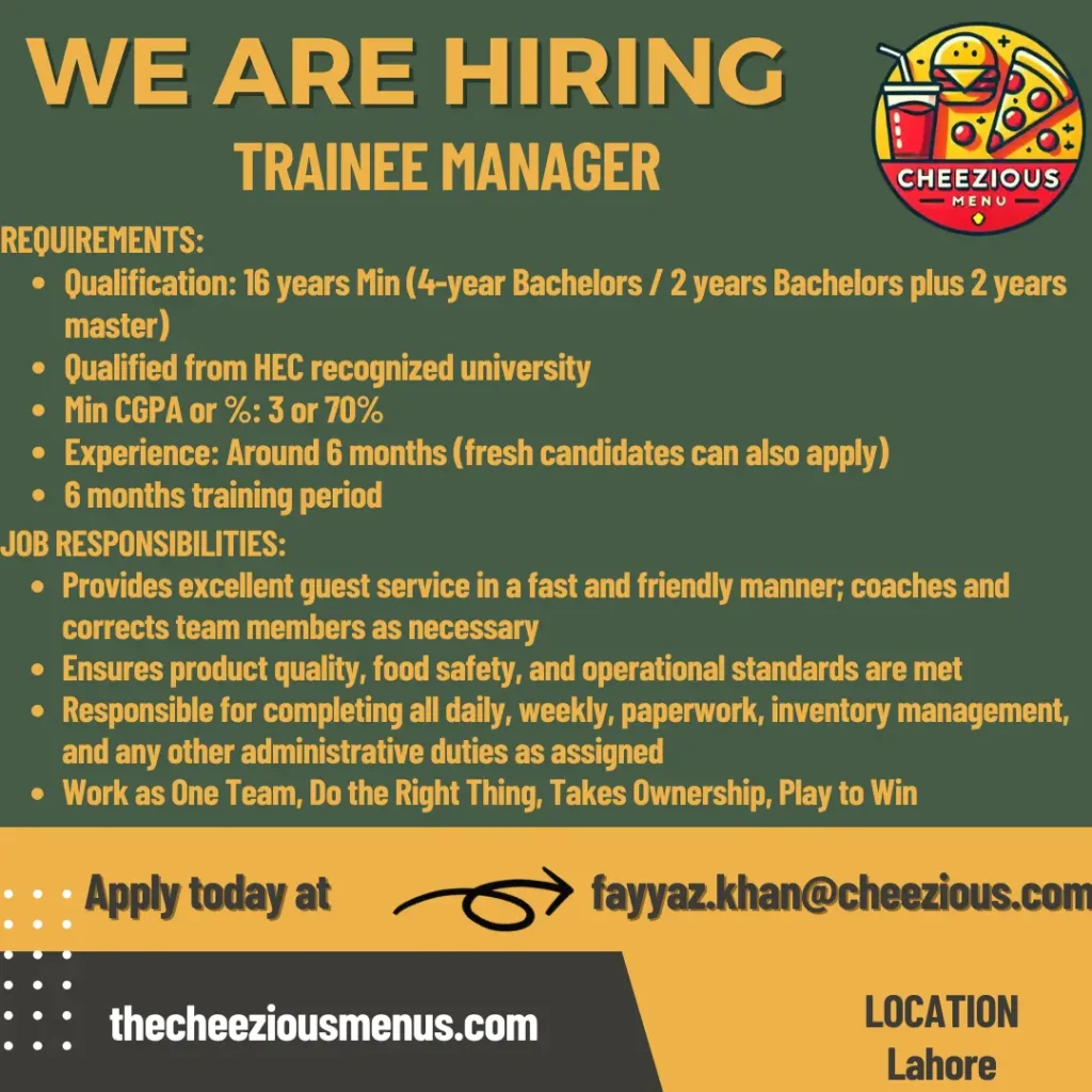 Cheezious Trainee Manager