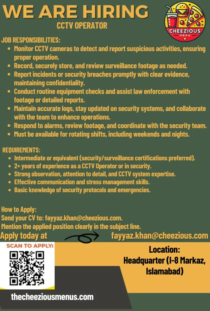 CCTV Operator Islamabad
