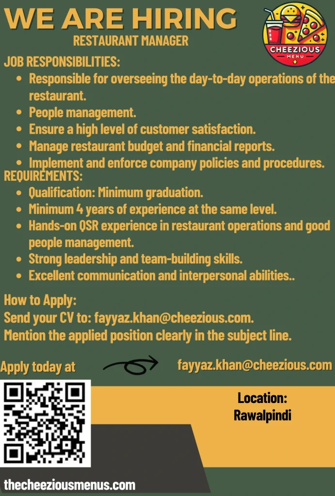 cheezious restaurant manager