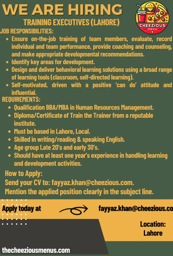 Training executives cheezious jobs